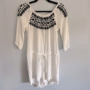 White mid sleeve romper